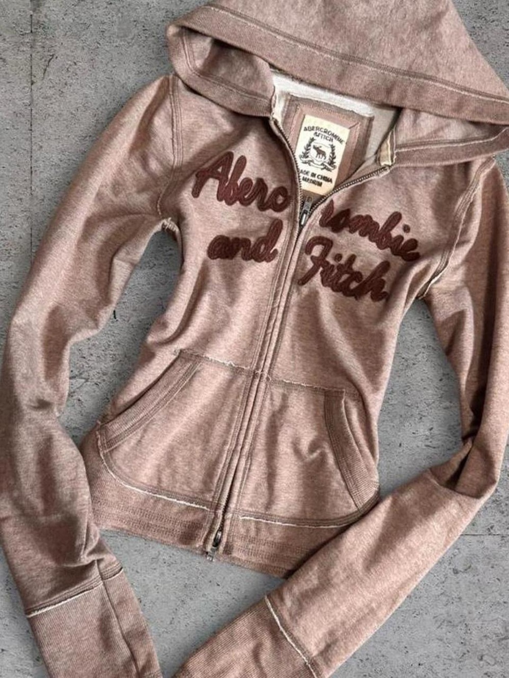 Abercrombie & Fitch VINTAGE Y2K Ultra Fitted Brown Zip Hoodie